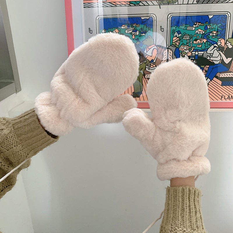 Warm Student Fleece-Lined MittensSolid color bag refers to beige Solid color bag refers to beige 