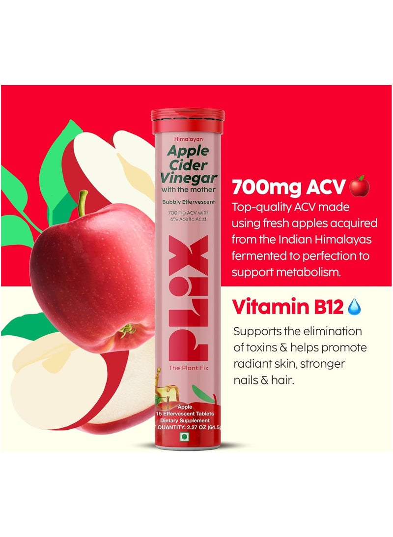 PLIX THE PLANT FIX Apple Cider Vinegar 60 Effervescent Tablet, ACV Pack of 4- Apple  - Image 4
