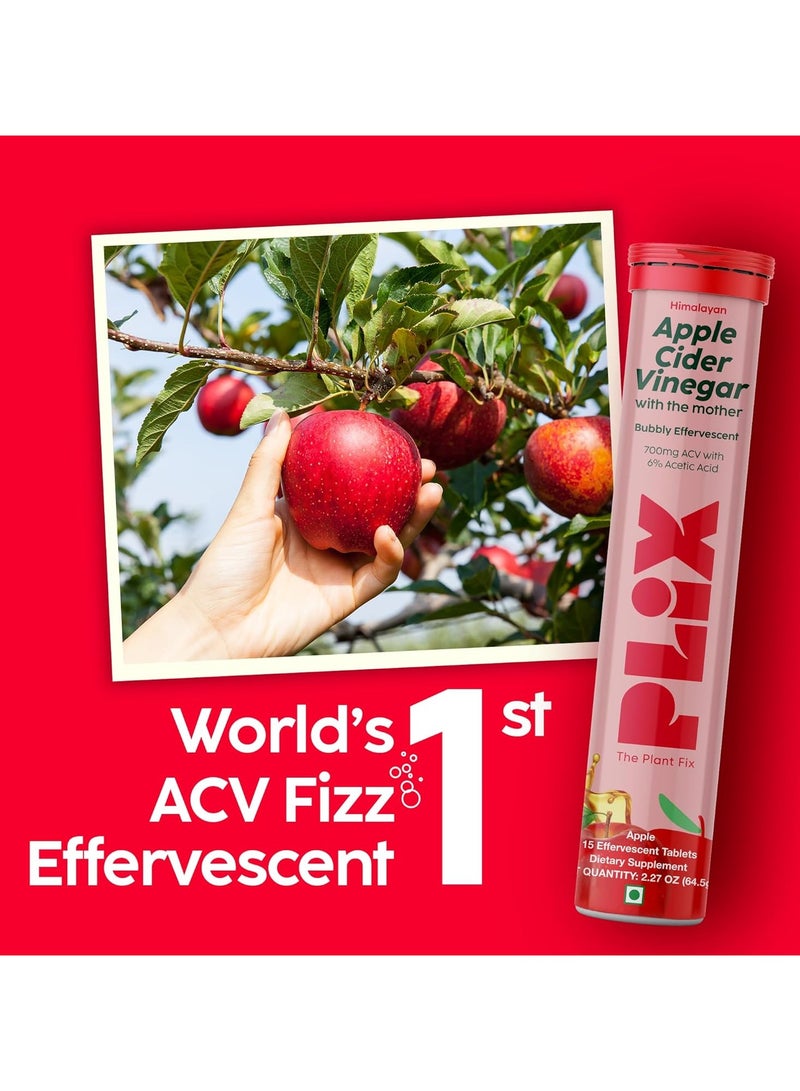 PLIX THE PLANT FIX Apple Cider Vinegar 60 Effervescent Tablet, ACV Pack of 4- Apple  - Image 2