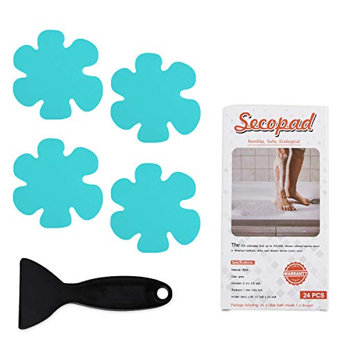 Secopad Bathtub Stickers Non-Slip, 24PCS Safety Shower Treads Adhesive Appliques with Premium Scrape (Blue) - Image 1