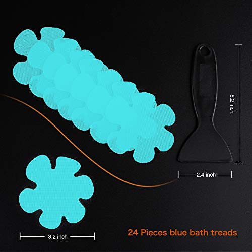 Secopad Bathtub Stickers Non-Slip, 24PCS Safety Shower Treads Adhesive Appliques with Premium Scrape (Blue) - Image 4