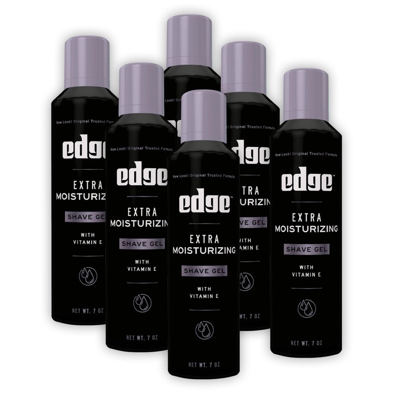 Edge Shaving Gel for Men, Extra Moisturizing with Vitamin E, (6 Pack) - Shave Gel For Men That Moisturizes, Protects and Soothes To Help Reduce Skin Irritation - Image 1