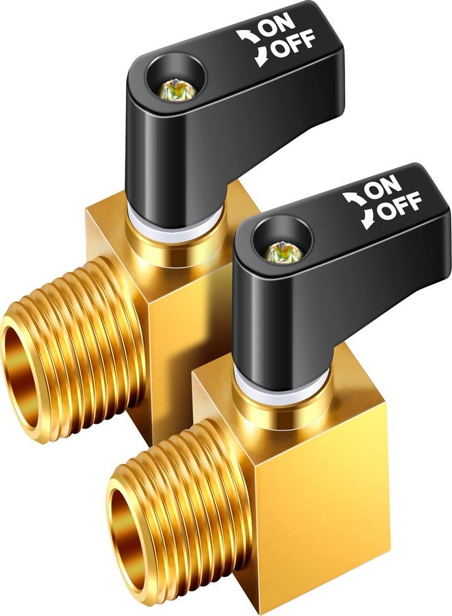 تونديامو صمام ضاغط الهواء Tondiamo، صمام تصريف خزان الهواء على شكل كرة معدنية صغيرة من النحاس الأصفر، 1/4 بوصة NPT ذكر × NPT أنثى لجزء ضاغط الهواء (قطعتان) - Image 1