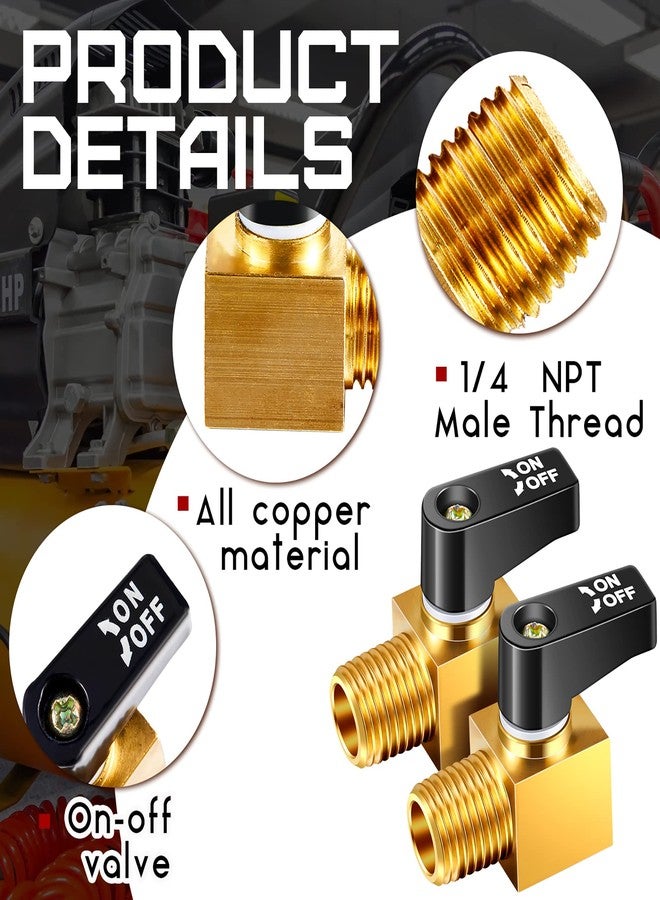 تونديامو صمام ضاغط الهواء Tondiamo، صمام تصريف خزان الهواء على شكل كرة معدنية صغيرة من النحاس الأصفر، 1/4 بوصة NPT ذكر × NPT أنثى لجزء ضاغط الهواء (قطعتان) - Image 3