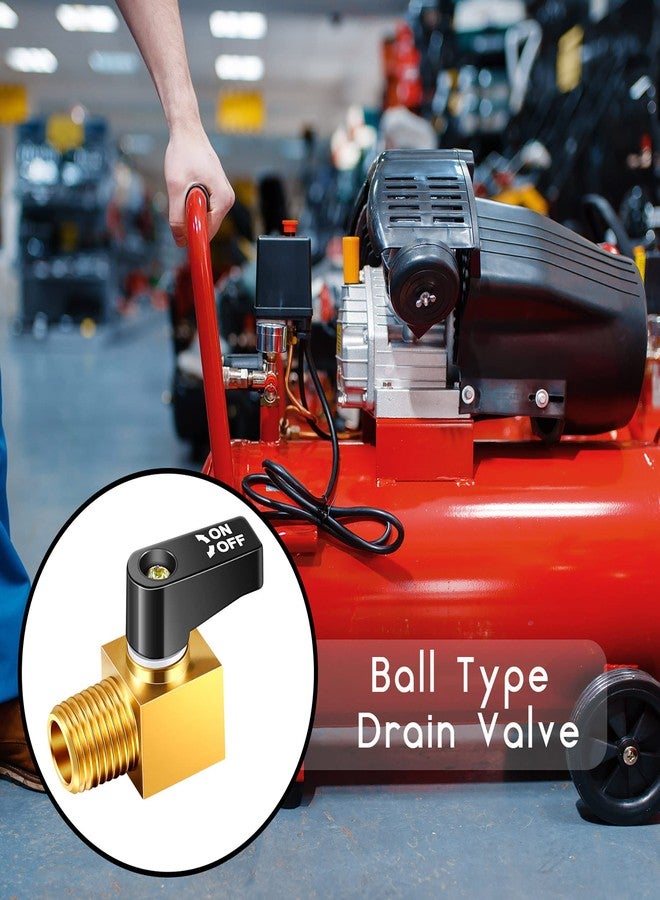 تونديامو صمام ضاغط الهواء Tondiamo، صمام تصريف خزان الهواء على شكل كرة معدنية صغيرة من النحاس الأصفر، 1/4 بوصة NPT ذكر × NPT أنثى لجزء ضاغط الهواء (قطعتان) - Image 5