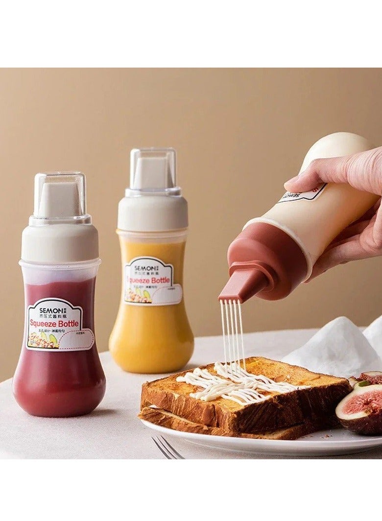 BAIG 5 Hole Sauce Bottle 350ml Condiment Squeeze Bottles with nozzle Ketchup Mustard Hot Sauces Honey Olive Oil Dispenser - Image 1