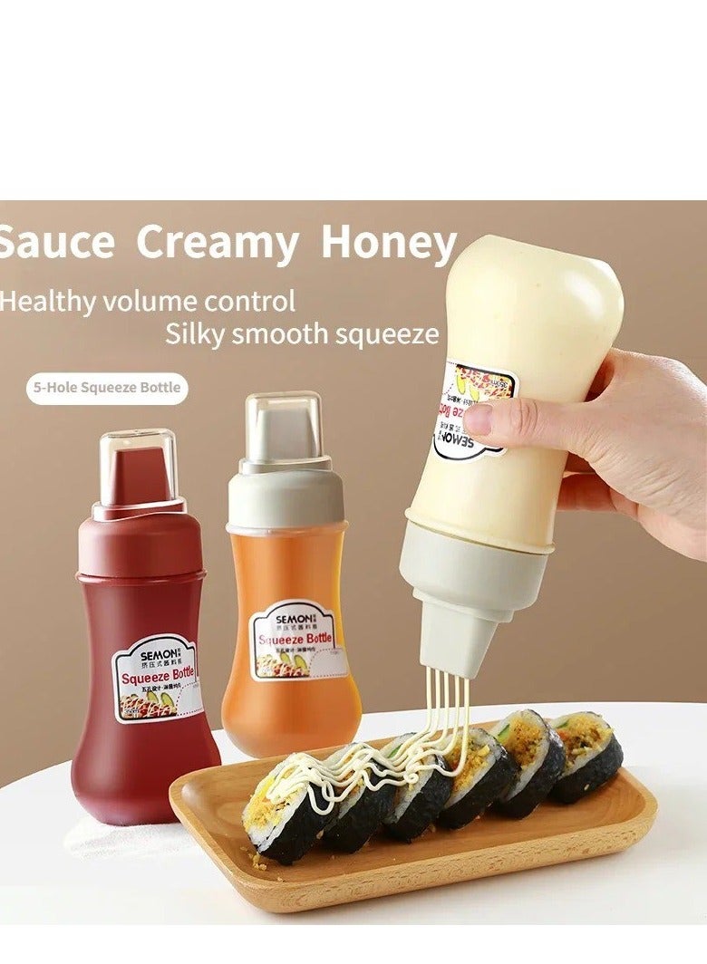 BAIG 5 Hole Sauce Bottle 350ml Condiment Squeeze Bottles with nozzle Ketchup Mustard Hot Sauces Honey Olive Oil Dispenser - Image 2