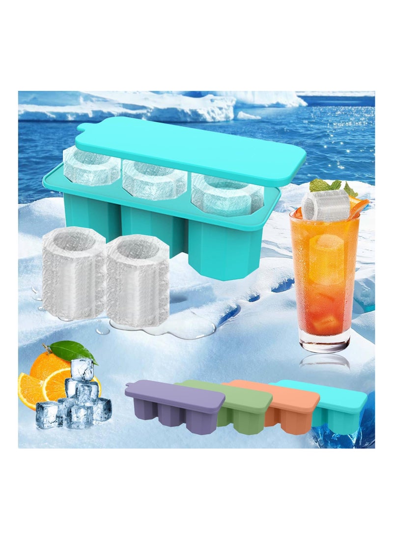 KASTWAVE - Ice Cube Tray for Stanley Cup, Silicone Ice Cube Mold with Spill-Resistant Lid, 3 Hollow Cylinder Ice Cube Molds for 20-40 oz Tumblers, BPA Free, Ice Cube Trays for Freezer Drinks Whiskey, Green - Image 1