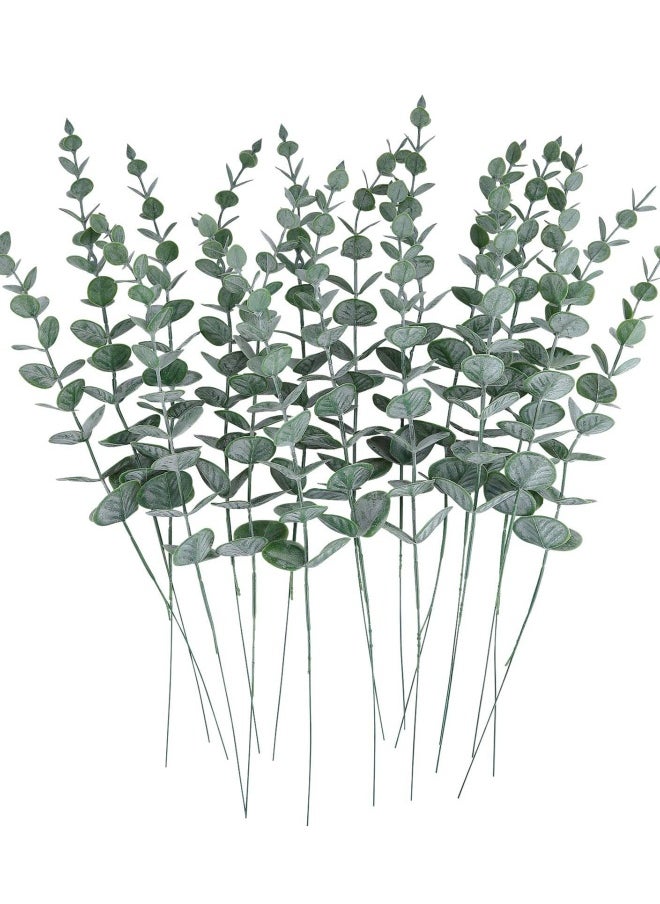 Generic Eucalyptus Leaves 20pcs Artificial Stems Real Grey, Green Touch Branches for Home Office Centerpiece Wedding Banquet Flower Arrangement Decoration  - Image 1