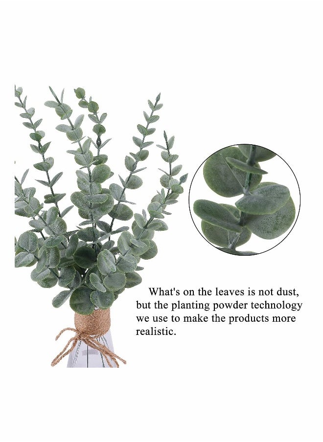 Generic Eucalyptus Leaves 20pcs Artificial Stems Real Grey, Green Touch Branches for Home Office Centerpiece Wedding Banquet Flower Arrangement Decoration  - Image 3