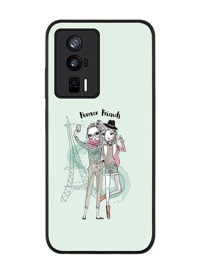 Stylizedd Rugged Black edge case for Xiaomi Poco F5 Pro 5G / Xiaomi Redmi K60 / Xiaomi Redmi K60 Pro Slim fit Soft Case Flexible Rubber Edges Anti Drop TPU Gel Thin Cover - Forever Friends - Image 1