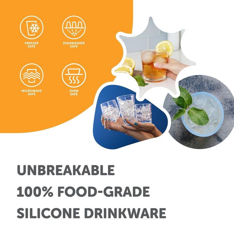 Silipint 12oz Silicone Whiskey Rock Glass â€“ Unbreakable Bourbon Glass, BPA Free, Non-Toxic, Freezer, Microwave Safe - Drink ware for Whiskey, Bourbon, Scotch Cocktails (Crystal Clear) - Image 4