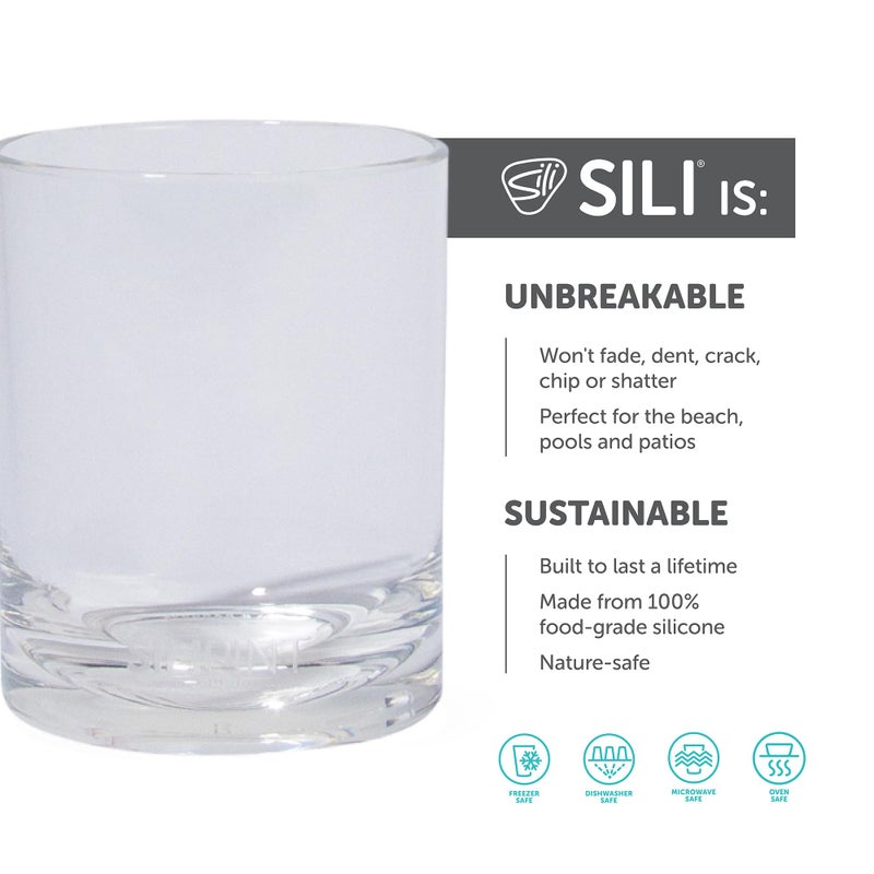 Silipint 12oz Silicone Whiskey Rock Glass â€“ Unbreakable Bourbon Glass, BPA Free, Non-Toxic, Freezer, Microwave Safe - Drink ware for Whiskey, Bourbon, Scotch Cocktails (Crystal Clear) - Image 2