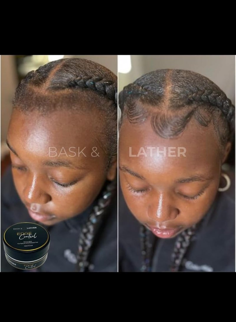إيدج جل الشعر BASK and LATHER Edge Control ، ثبات قوي ، حواف سميكة ، جل تصفيف ، غير دهني ، غير متقشر ، بدون قالب أبيض ، يدوم طويلا ، يدعم نمو الشعر ، تركيبة طبيعية ، لجميع أنواع الشعر ، 5.3 أونصة سائلة - Image 4