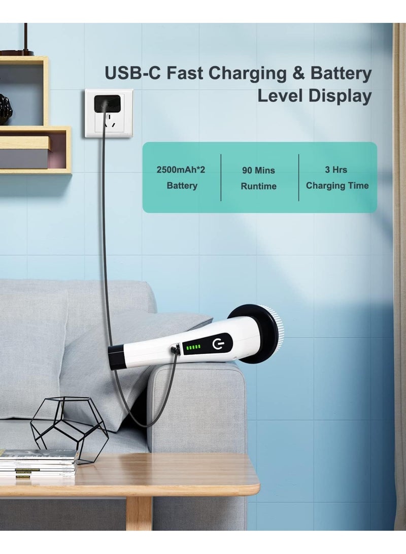 MUNTAQI Electric Spin Scrubber with 8 Replaceable Brush Heads – 54" Adjustable Handle, 2-Speed Power Cleaning Brush for Bathroom, Tile, Floor, Tub, Shower, Kitchen – Cordless Rechargeable Scrubber for Home Cleaning - Image 4