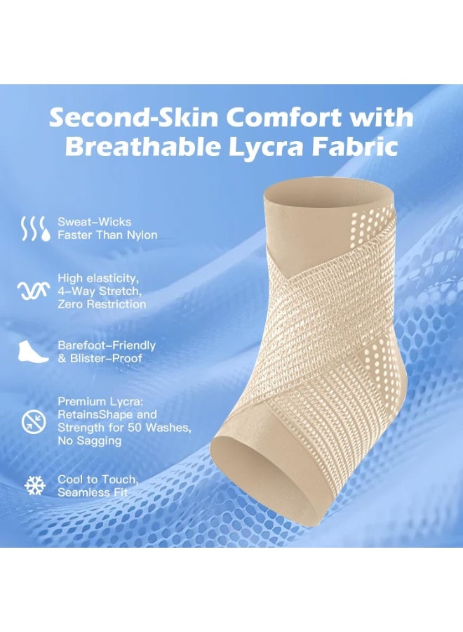 كيلا دعامة الكاحل للالتواء مع وسادة تثبيت سيليكونية، دعامة دعم مرنة مع أحزمة شبكية قابلة للتعديل لعلاج الإصابات، التهاب اللفافة الأخمصية، تخفيف التهاب وتر العرقوب (زوج واحد) - Image 5