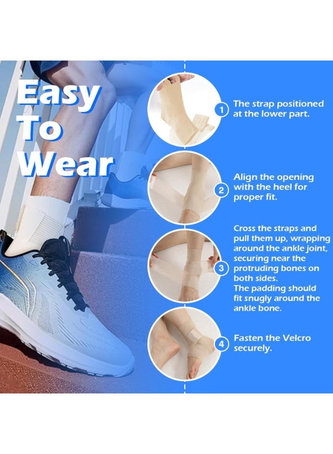 كيلا دعامة الكاحل للالتواء مع وسادة تثبيت سيليكونية، دعامة دعم مرنة مع أحزمة شبكية قابلة للتعديل لعلاج الإصابات، التهاب اللفافة الأخمصية، تخفيف التهاب وتر العرقوب (زوج واحد) - Image 4
