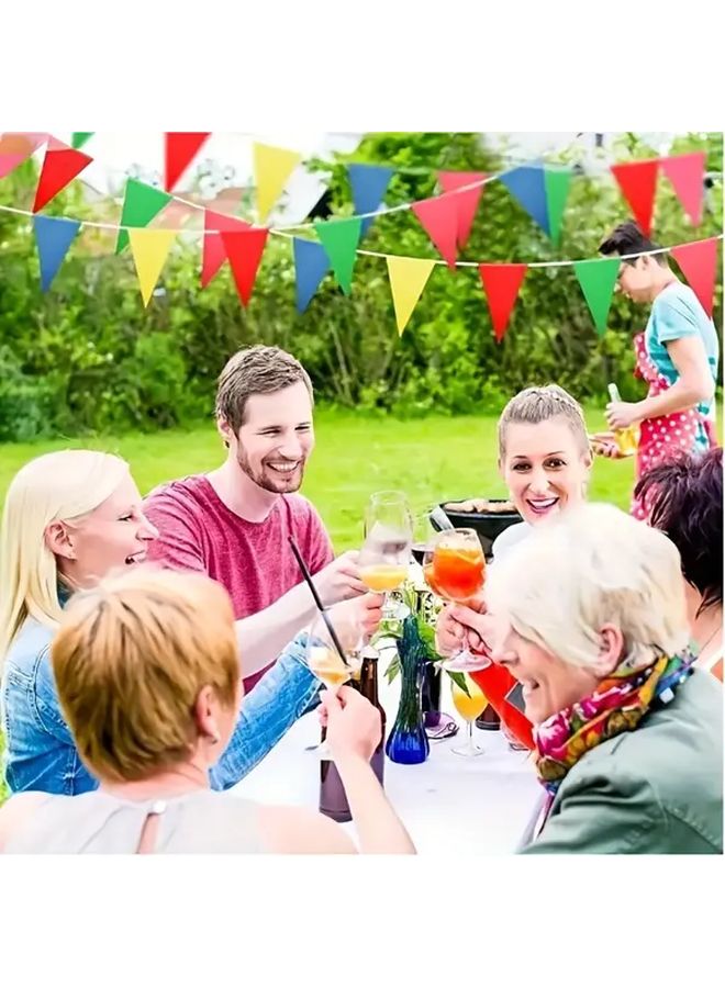 Mixed Colors Triangular Bunting Flags for Outdoor Party Wedding Garden Decor Durable Polyester - Image 2