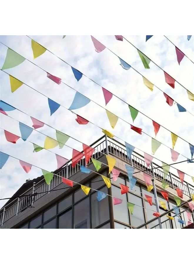 Mixed Colors Triangular Bunting Flags for Outdoor Party Wedding Garden Decor Durable Polyester - Image 3