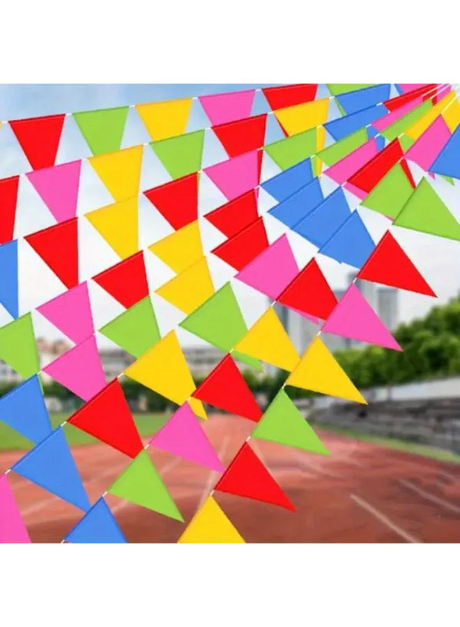 Mixed Colors Triangular Bunting Flags for Outdoor Party Wedding Garden Decor Durable Polyester - Image 1