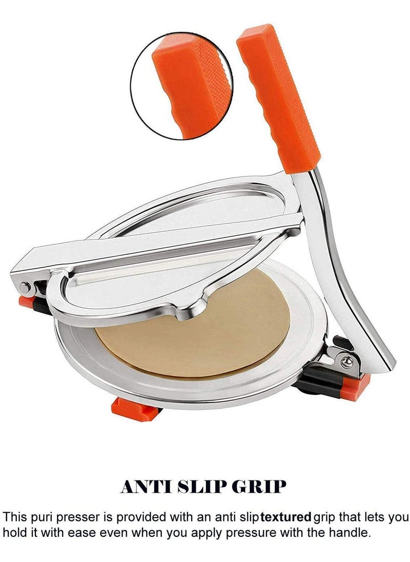 KASHT GALLERY KASHT GALLERY Traders Manual Stainless Steel Puri Maker Press Machine with PRE Fitted Handle IT is NOT a roti or chapathi Maker Small5 inch Diameter  - Image 2