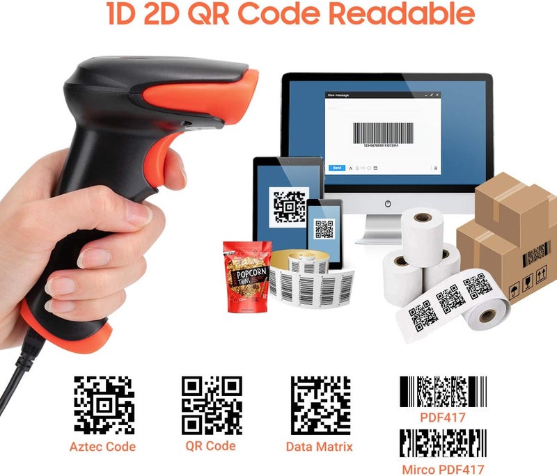 Tera Pro Wireless 2D QR Barcode Scanner 3 in 1 Bluetooth & 2.4GHz Wireless & USB Wired Connection Connect Smart Phone Tablet PC Image Bar Code Reader with Vibration Alert Model HW0002-O - Image 3