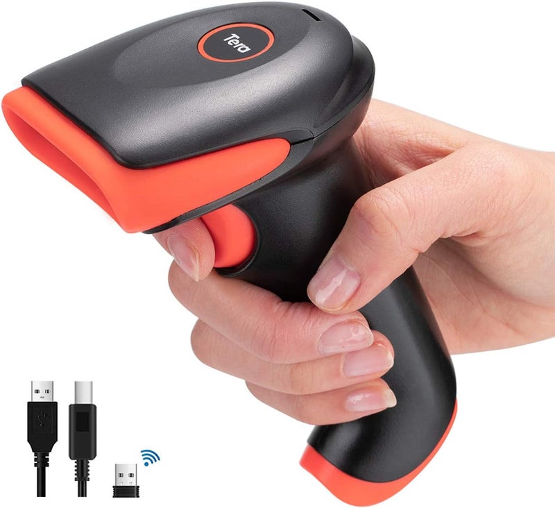 Tera Pro Wireless 2D QR Barcode Scanner 3 in 1 Bluetooth & 2.4GHz Wireless & USB Wired Connection Connect Smart Phone Tablet PC Image Bar Code Reader with Vibration Alert Model HW0002-O - Image 1