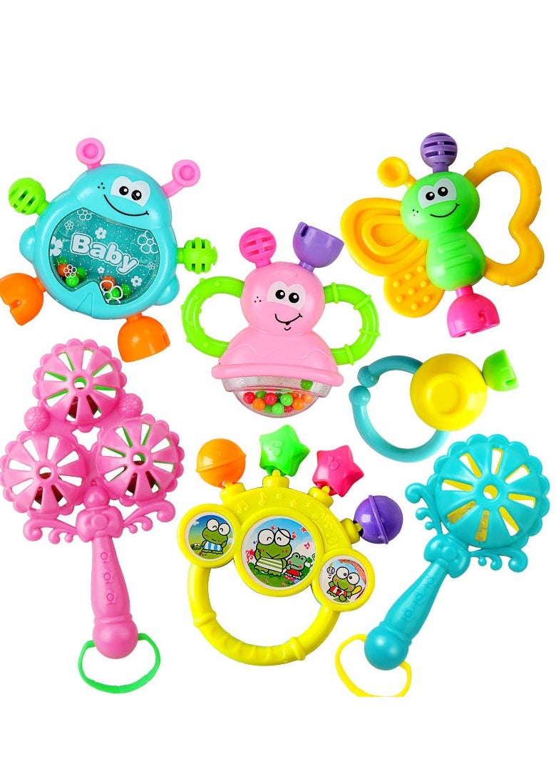 7pcs  Baby Rattles Teethers For Newborn Toys Grab Shaker Hand Development Rattle Toy Early Education Kids Chew Toys 0-12 Months 
