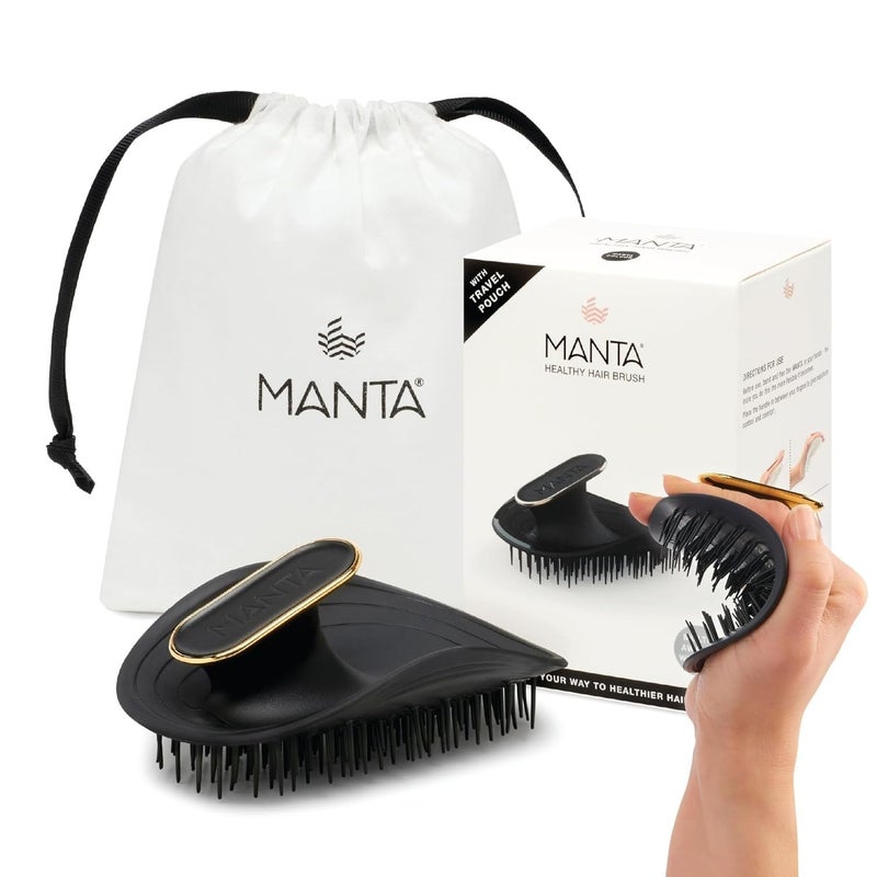 Manta Manta Original AntiBreakage Hairbrush  Gentle Detangling Brush for Wet  Dry Hair Flexible Hairbrush for All Types Healthy Hair Care for Women  Men Black