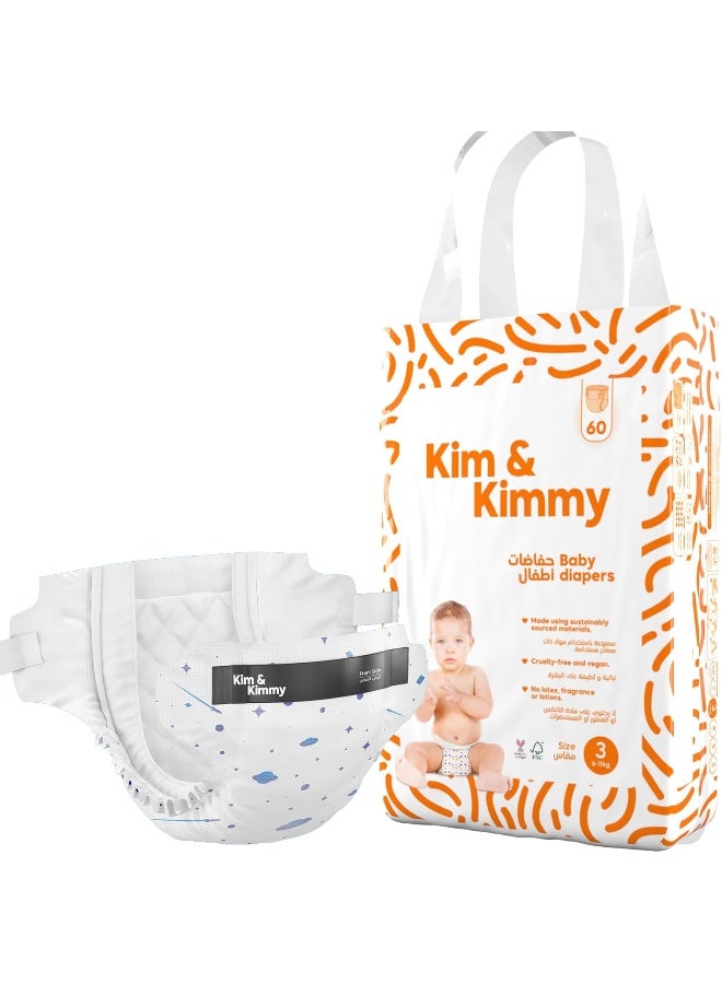 كيم آند كيمي حفاضات كيم آند كيمي مقاس 3 ، 6-11 كجم ، الكمية 60 - Image 1