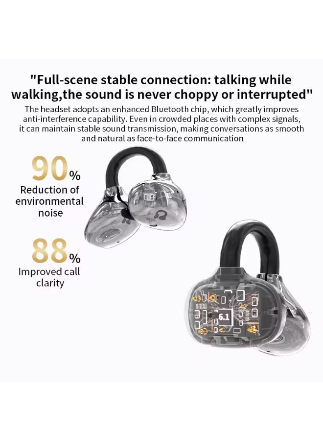 caijin Portable Invisible Clip-On Bluetooth Headphones Pain-Free Wear Powerful Noise Cancelling Long-Lasting Battery Built-in Mic - Image 5