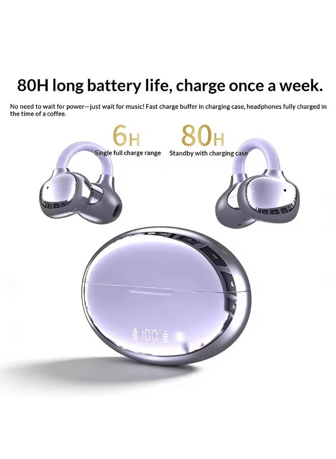 caijin Portable Invisible Clip-On Bluetooth Headphones Pain-Free Wear Powerful Noise Cancelling Long-Lasting Battery Built-in Mic - Image 2
