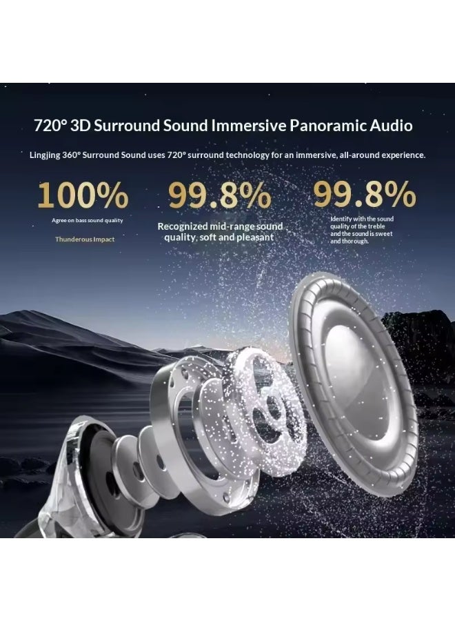 caijin Portable Invisible Clip-On Bluetooth Headphones Pain-Free Wear Powerful Noise Cancelling Long-Lasting Battery Built-in Mic - Image 4