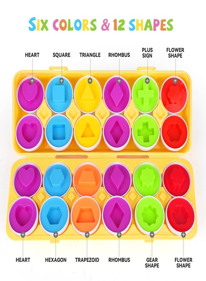 FIVEDAOGANG Matching Eggs - Color & Shape Recoginition Sorting Puzzle Toys for Toddlers 1-3, Easter Travel Game Early Learning Educational Fine Motor Skill Montessori Gift for Year Old Kids Baby Toddler Boy Girl - Image 3