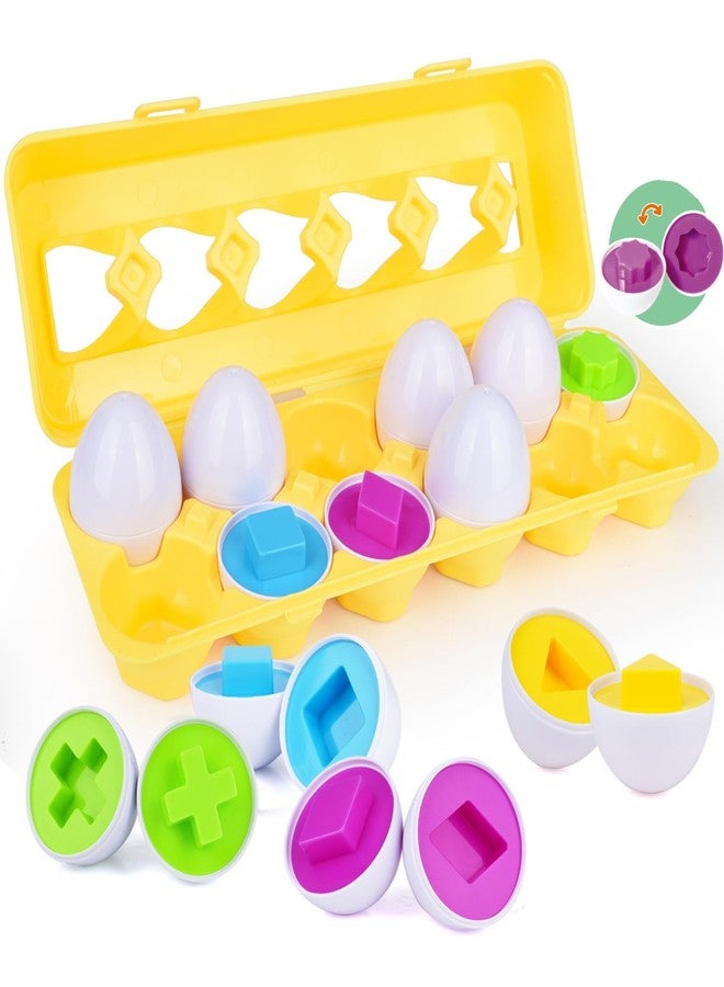 FIVEDAOGANG Matching Eggs - Color & Shape Recoginition Sorting Puzzle Toys for Toddlers 1-3, Easter Travel Game Early Learning Educational Fine Motor Skill Montessori Gift for Year Old Kids Baby Toddler Boy Girl - Image 1