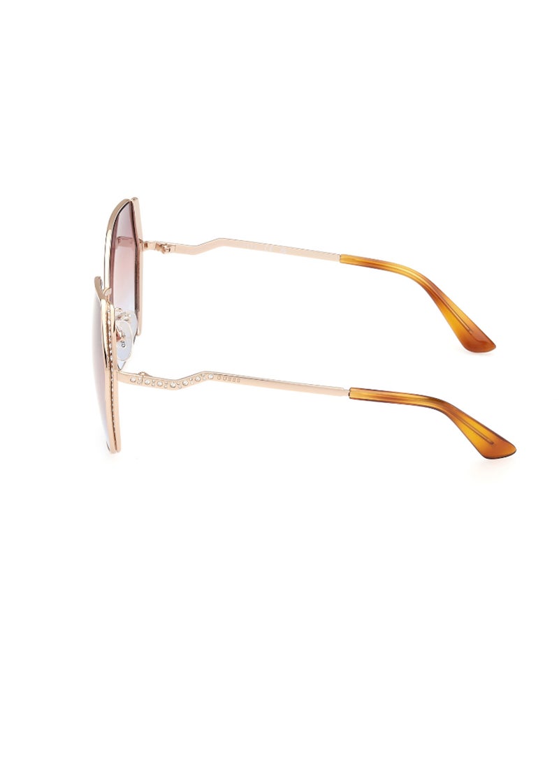 GUESS Women's UV Protection Asymmetrical Shape Sunglasses - GU7843-S33F61 - Lens Size: 61 Mm - Gold - Image 2