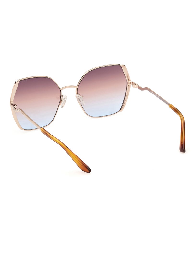 GUESS Women's UV Protection Asymmetrical Shape Sunglasses - GU7843-S33F61 - Lens Size: 61 Mm - Gold - Image 3