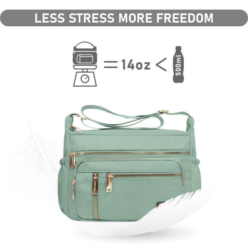 NPBAG Crossbody Bag for Women, Nylon Shoulder Purse Handbag Messenger Bag, Trendy Pocketbooks, Waterproof and Multi-Pockets (Light Green) - Image 5