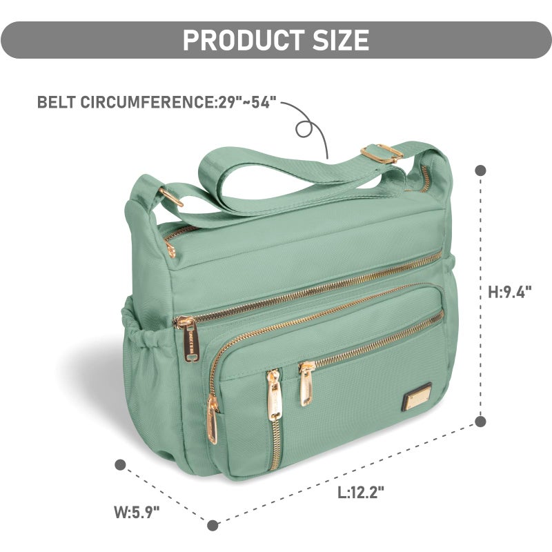 NPBAG Crossbody Bag for Women, Nylon Shoulder Purse Handbag Messenger Bag, Trendy Pocketbooks, Waterproof and Multi-Pockets (Light Green) - Image 4