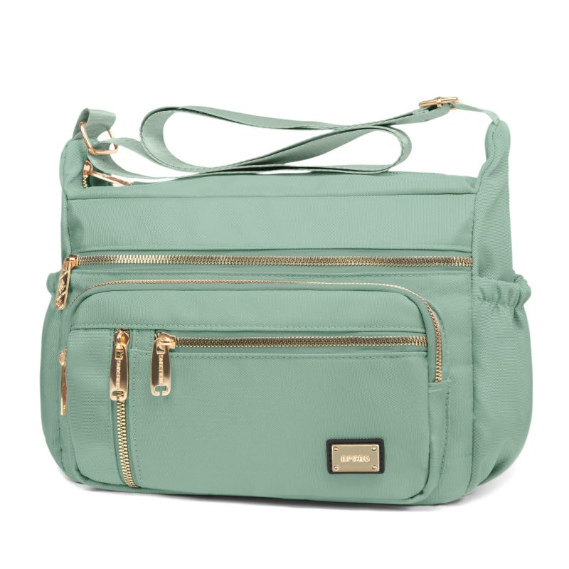 NPBAG Crossbody Bag for Women, Nylon Shoulder Purse Handbag Messenger Bag, Trendy Pocketbooks, Waterproof and Multi-Pockets (Light Green) - Image 1