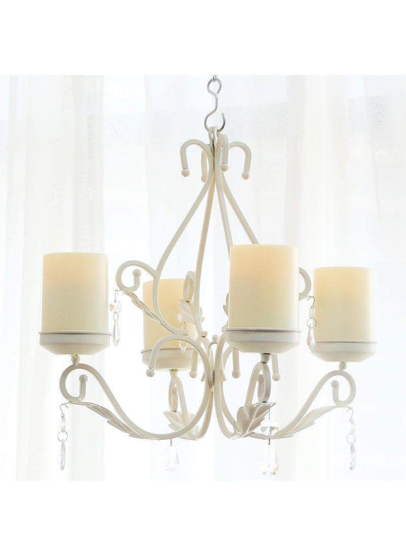 GiveU GiveU 3 in 1 Lighting Chandelier Metal Wall Sconce Set of 2 Table Centerpiece for Indoor or Outdoor Chain and Candles Included White 