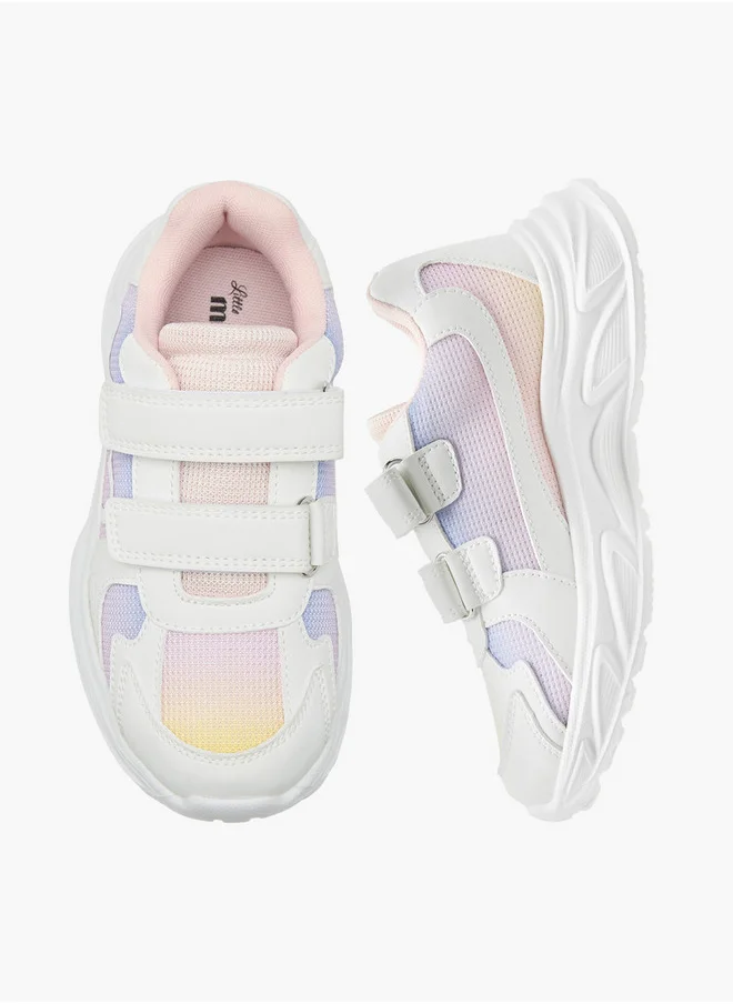Little Missy Girls Panelled Sneakers with Hook and Loop Closure