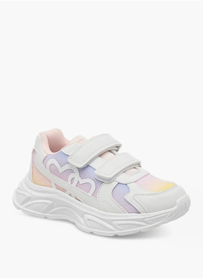 Little Missy Girls Panelled Sneakers with Hook and Loop Closure