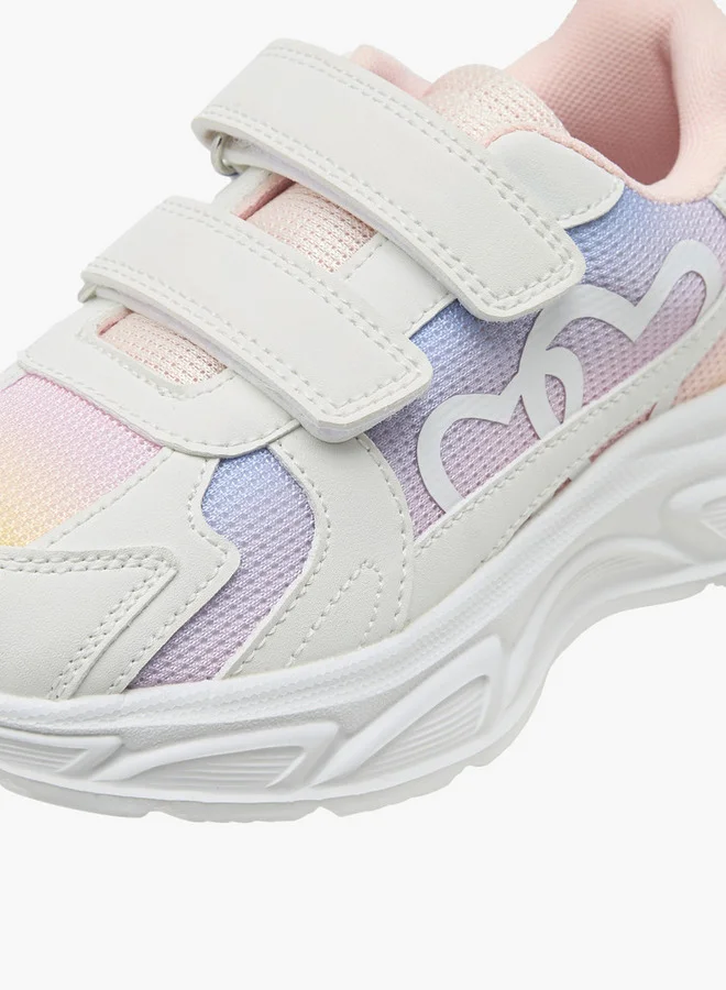 Little Missy Girls Panelled Sneakers with Hook and Loop Closure