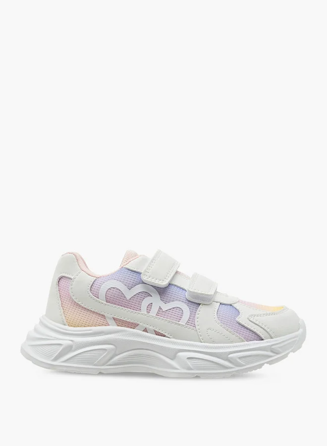 Little Missy Girls Panelled Sneakers with Hook and Loop Closure