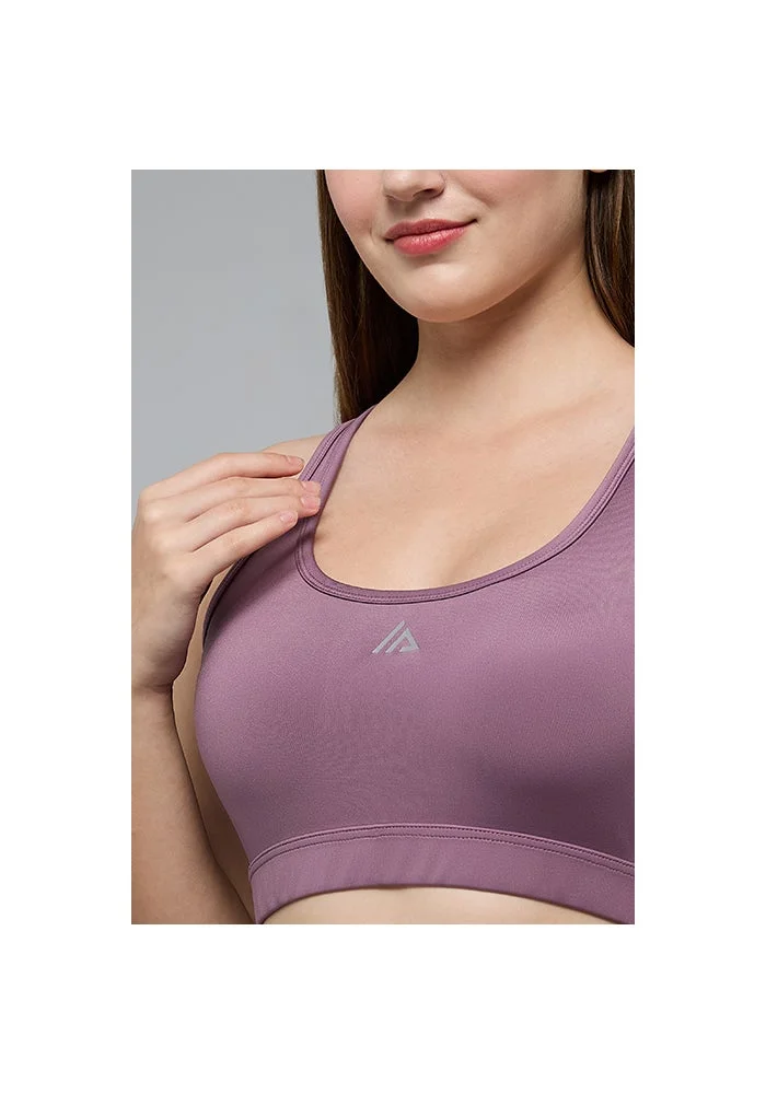 R&b  Solid Sports Bra with Scoop Neck for Women | Best Price UAE