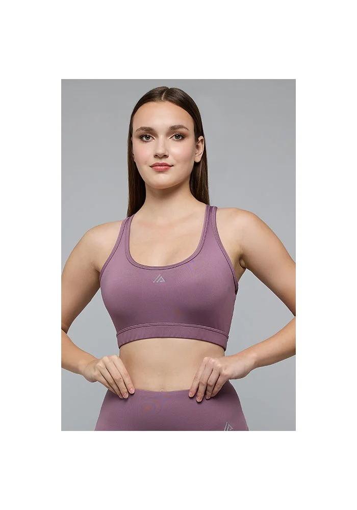 Solid Sports Bra with Scoop Neck