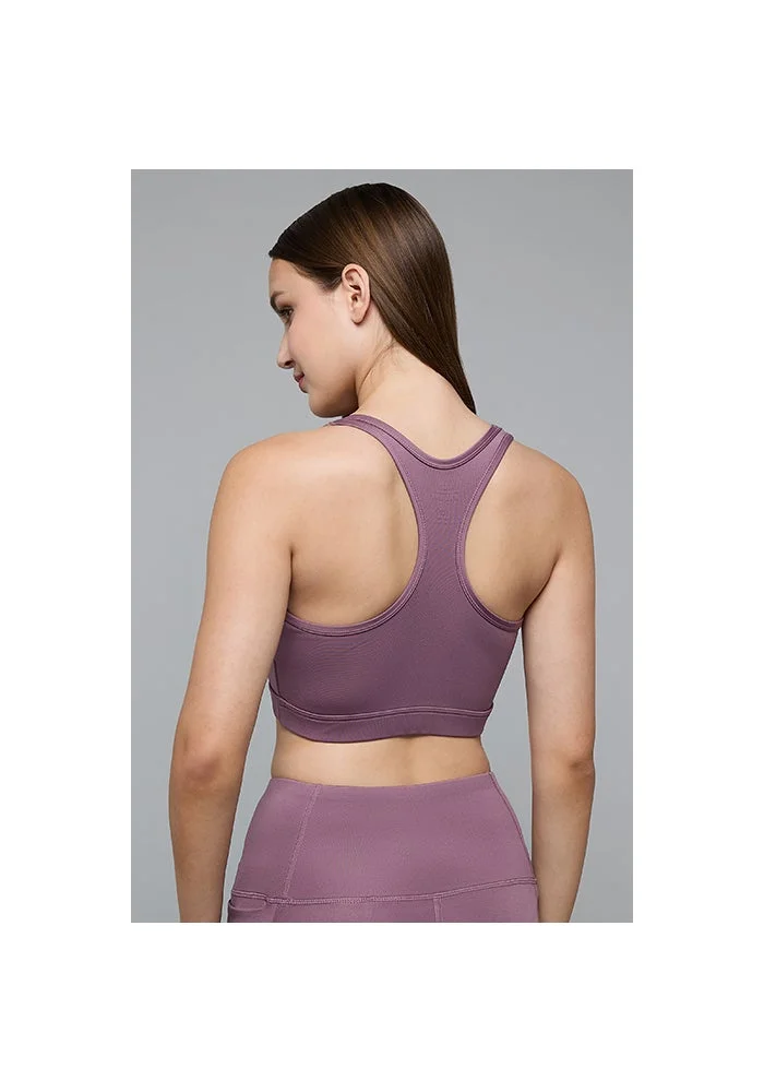 R&b  Solid Sports Bra with Scoop Neck for Women | Best Price UAE