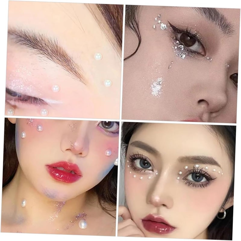 1Set Self Adhesive Rhinestone Pearl Decals for Face Makeup Nail Art and Phone Decoration of Mixed Craft Pearls and Rhinestones for Creative Projects - Image 4