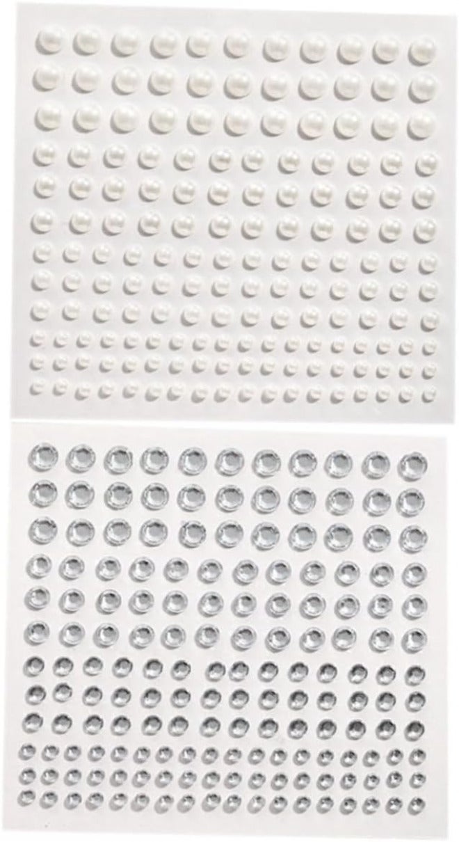1Set Self Adhesive Rhinestone Pearl Decals for Face Makeup Nail Art and Phone Decoration of Mixed Craft Pearls and Rhinestones for Creative Projects - Image 1